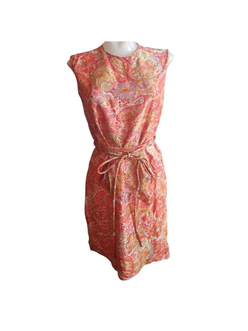 Gay Gibson Vintage Women's Dress Medium 1960's Sleeveless Print Acetate